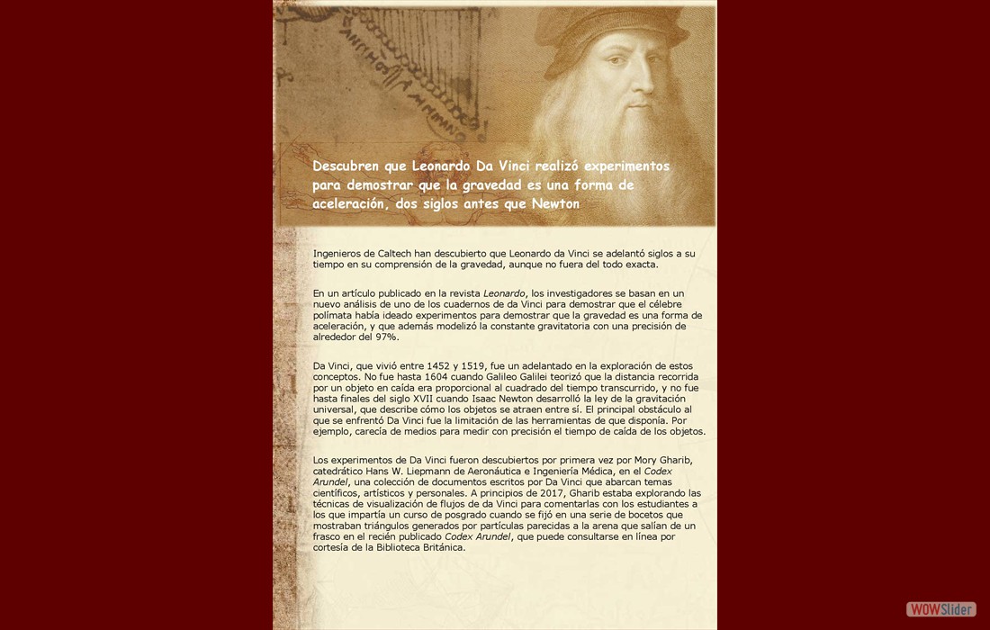 Leonardo Da Vinci y la gravedad