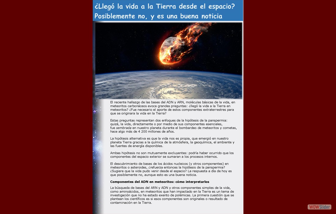¿Llegó la vida a la Tierra desde el espacio