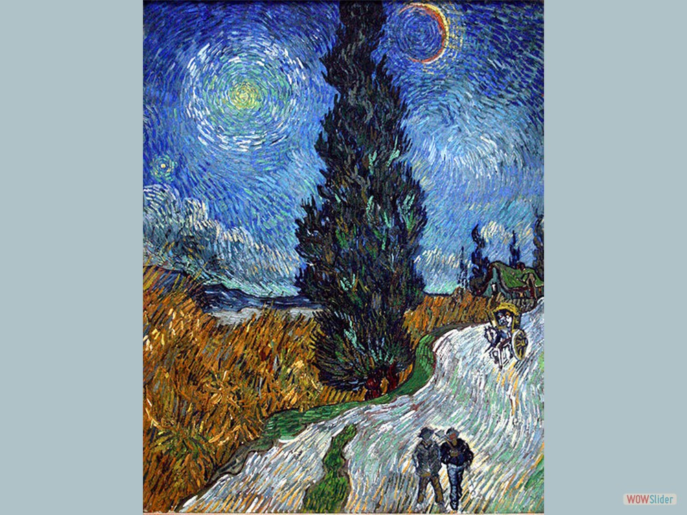Van Gogh -camino rural en provenza por la noche