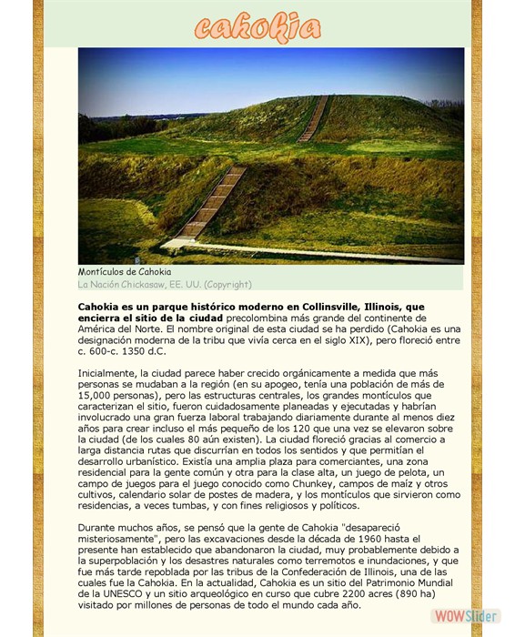 Cahokia y cultura monticulos americana