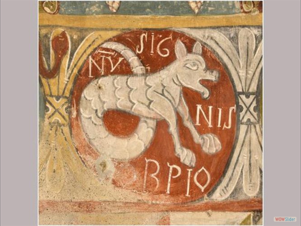 Esta especie de quimera con patas y cabeza de mamífero y cola de reptil es la representación del signo de Cáncer en los medallones que decoraban el ábside de la iglesia románica de Ourjout de Les Bordes-sur-Lez, al sur de Francia.