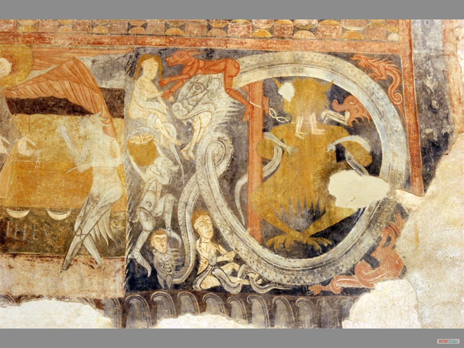 Pinturas con una escena del Infierno en San Miguel de Gormaz (Soria).