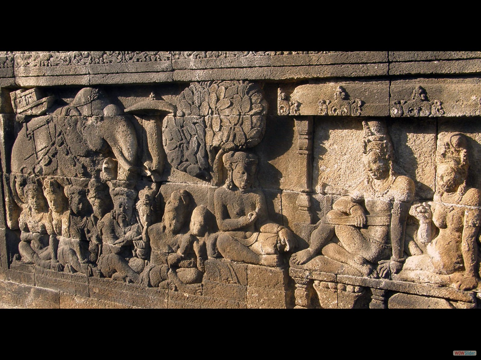 Borobodur-relieve de un elefante