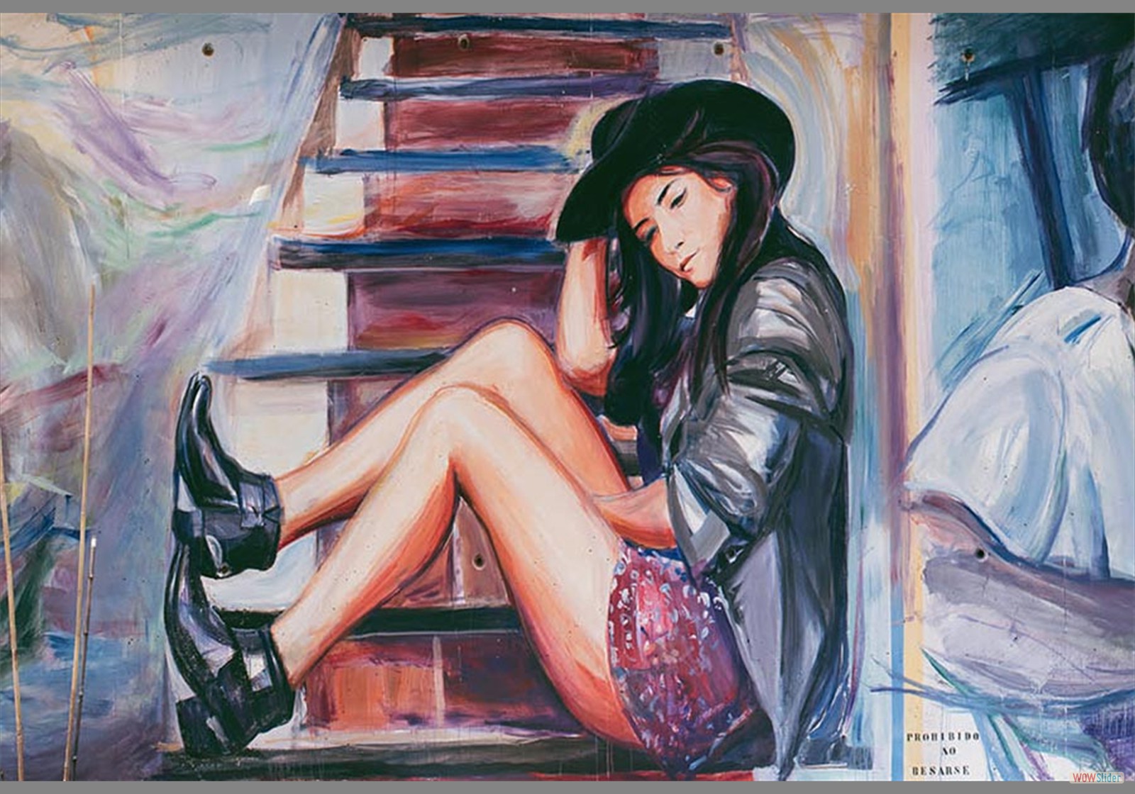 Luis Lonjedo - chica en escalera - carrer Moret